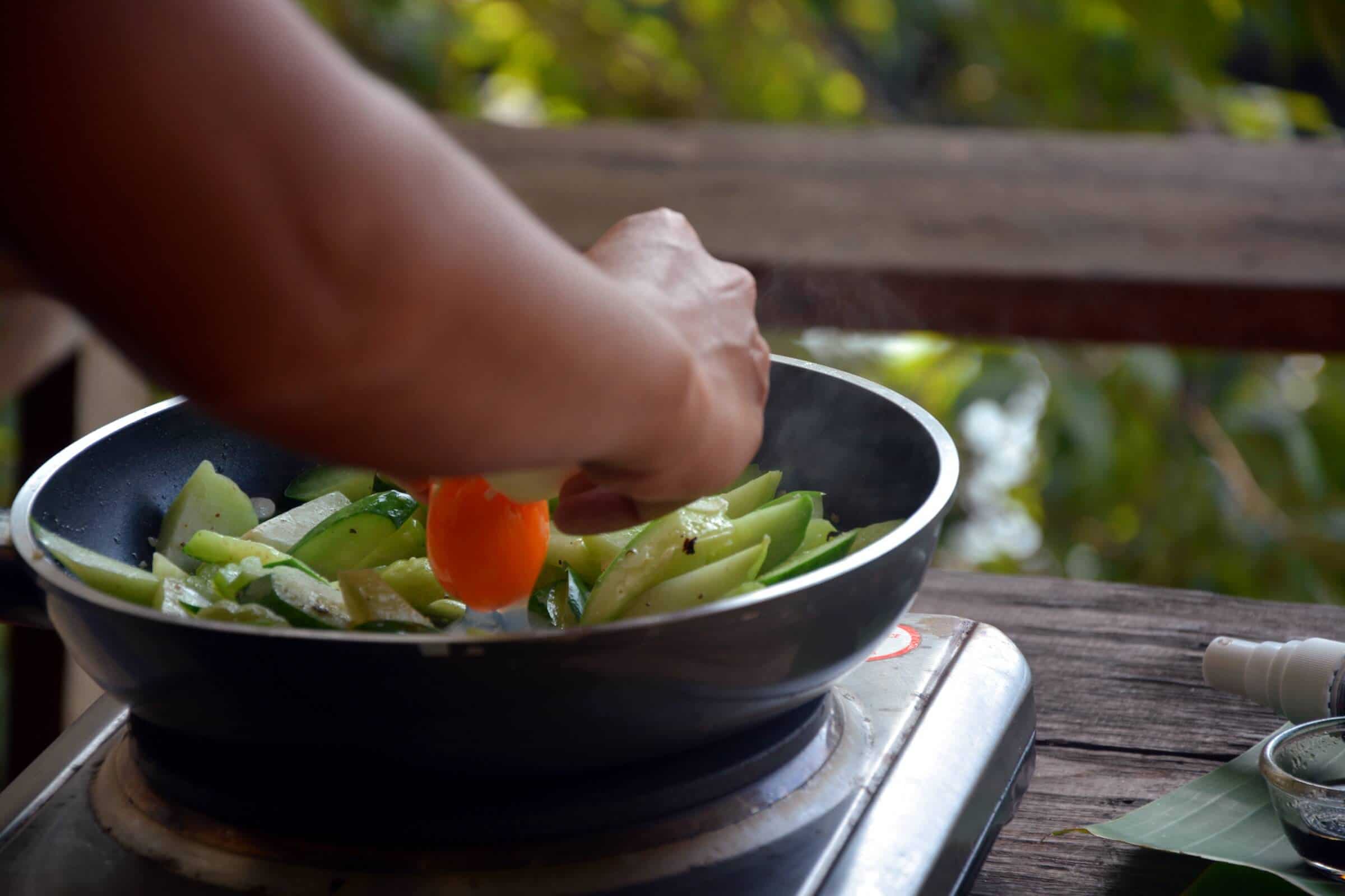 Eggs and cucumber stir fry Thai recipe ketogenic paleo