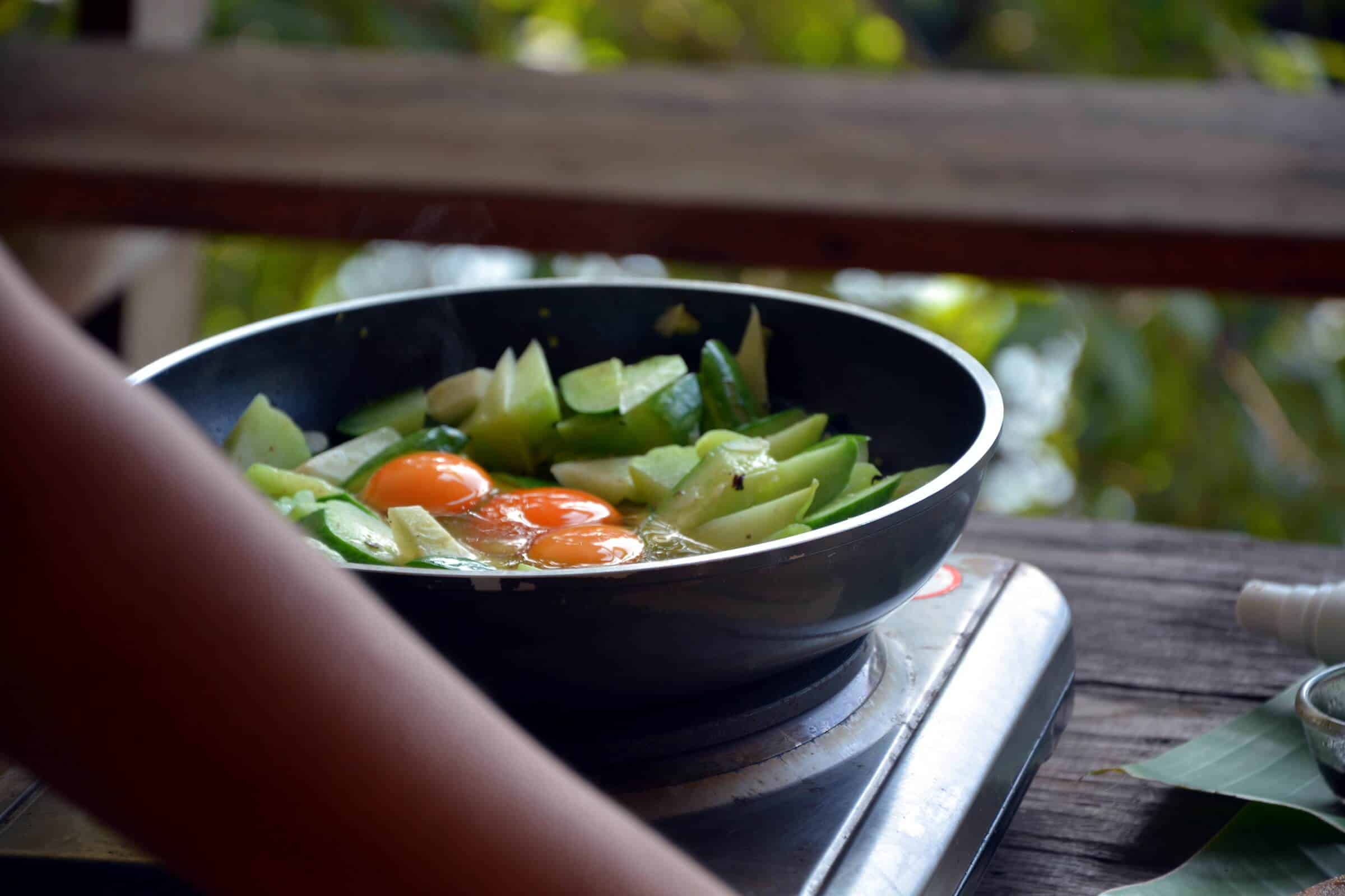 Eggs and cucumber stir fry Thai recipe ketogenic paleo