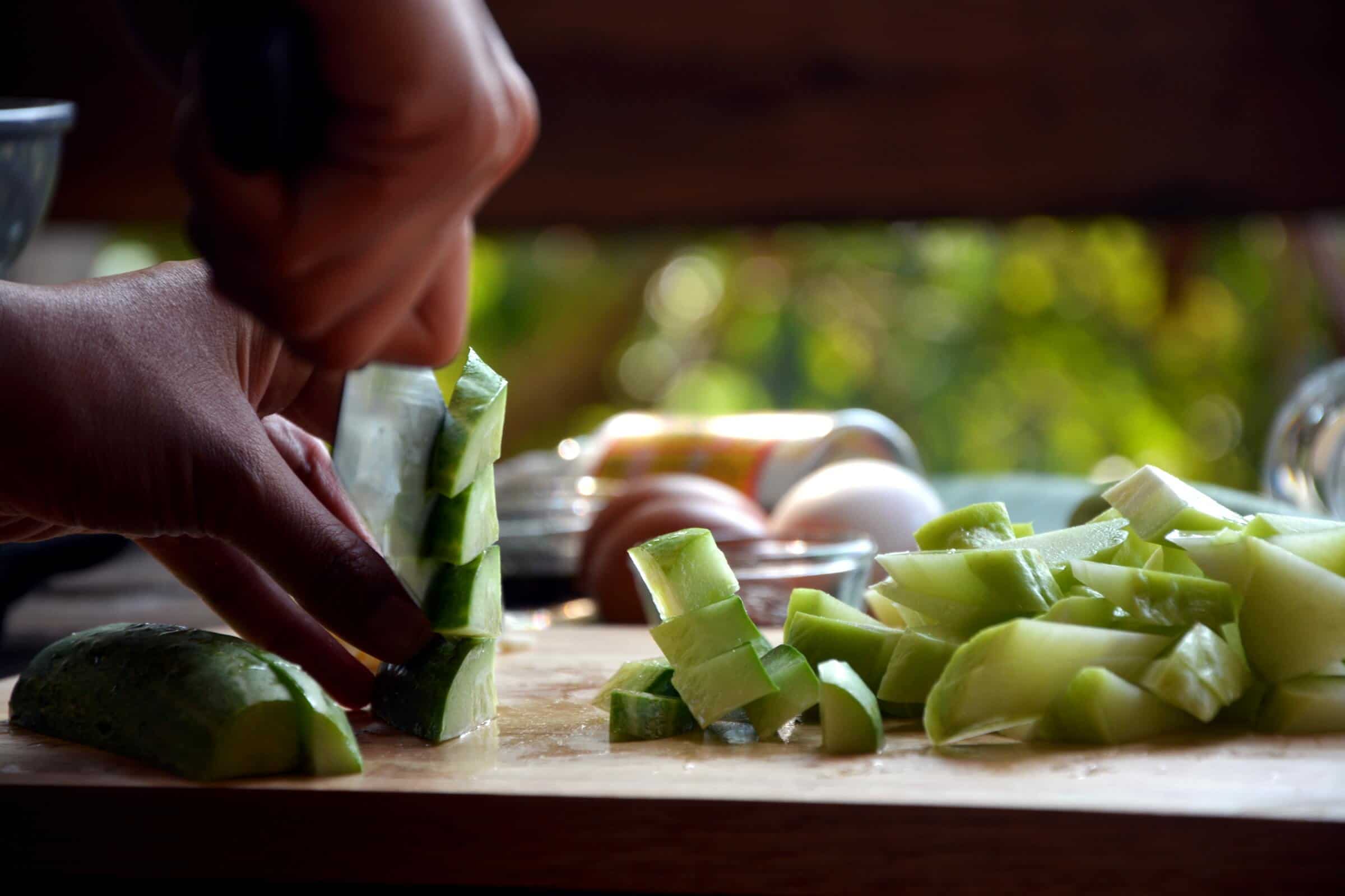 Eggs and cucumber stir fry Thai recipe ketogenic paleo